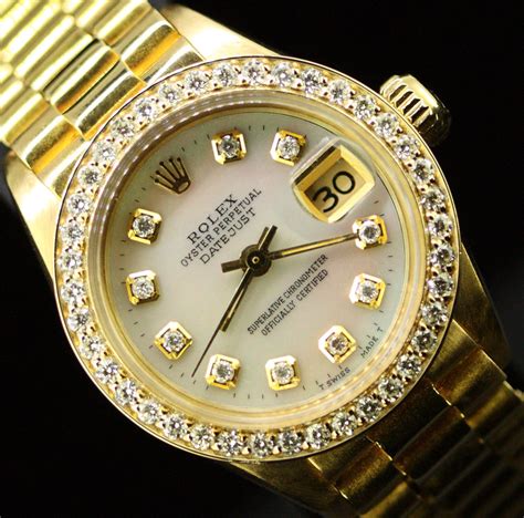 rolex gold ladies datejust|18k gold rolex women's watch.